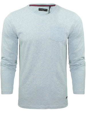 Hoffa Space Dye Long Sleeve Slub Top with Pocket in Ocean