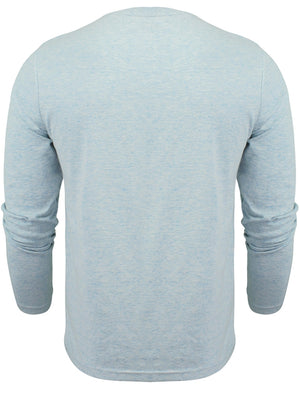 Hoffa Space Dye Long Sleeve Slub Top with Pocket in Ocean