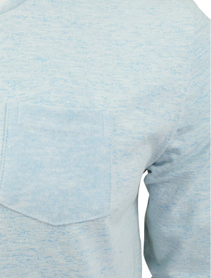 Hoffa Space Dye Long Sleeve Slub Top with Pocket in Ocean