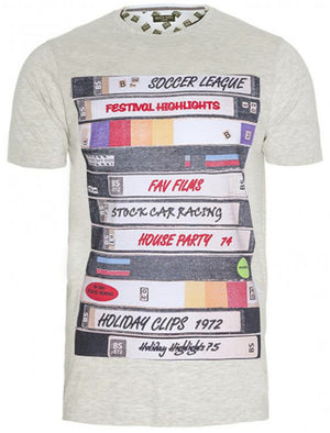 Hollywood Graphic Print Crew Neck T-Shirt in Ecru