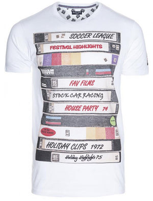 Hollywood Graphic Print Crew Neck T-Shirt in White