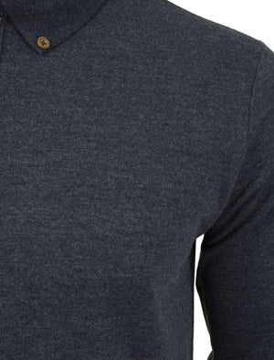 Howell Long Sleeve Polo Shirt in Navy Marl