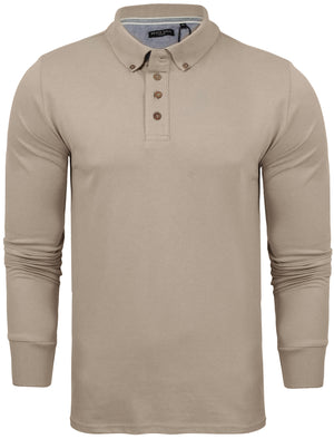 Howell Long Sleeve Polo Shirt in Stone
