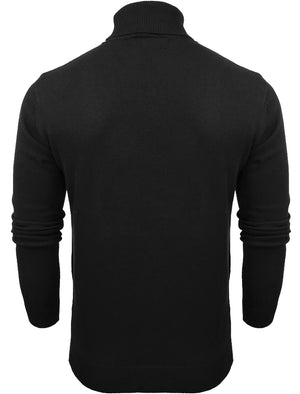 Hume Roll Neck Cotton Knitted Jumper in Black