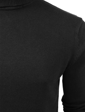 Hume Roll Neck Cotton Knitted Jumper in Black