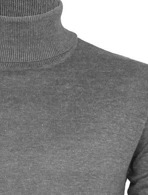 Hume Roll Neck Cotton Knitted Jumper in Grey