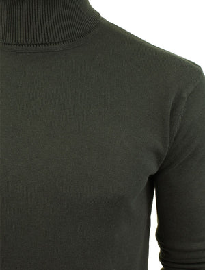 HumeD Roll Neck Cotton Knitted Jumper in Khaki
