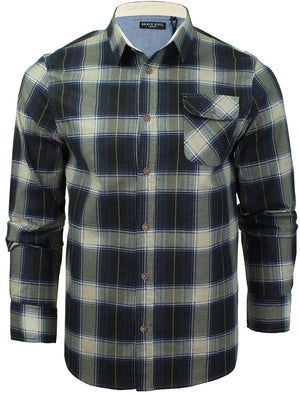 Impala Cotton Flannel Checked Shirt in Blue