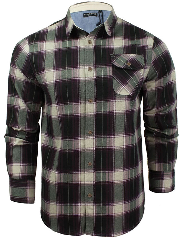 Impala Cotton Flannel Checked Shirt in Wine