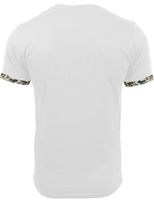 Jarvis Camo Pocket Cotton T-Shirt with Roll Sleeves in White