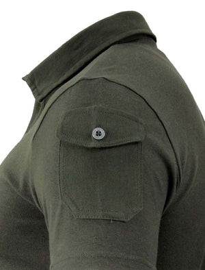 Joe Cotton Pique Polo Shirt with Military Sleeve Pocket in Khaki