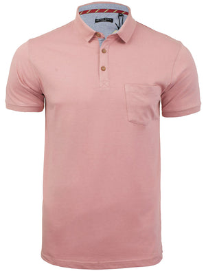JuliusG Jersey Polo Shirt With Chest Pocket in Dusky Pink