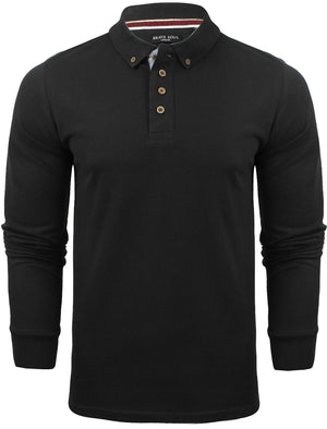 Howell Long Sleeve Polo Shirt in Ink Black