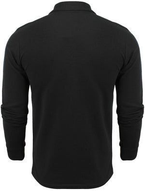 Howell Long Sleeve Polo Shirt in Ink Black