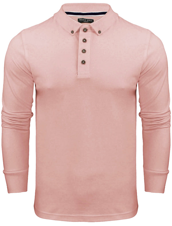 Howell Long Sleeve Polo Shirt in Pink