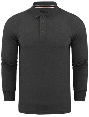Howell Long Sleeve Polo Shirt in Charcoal Marl