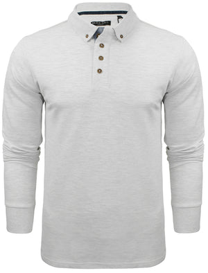 Howell Long Sleeve Polo Shirt in Ecru Marl