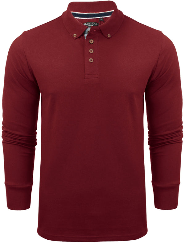 Howell Long Sleeve Polo Shirt in Oxblood