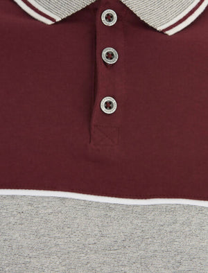 Lorenzo Colour Block Cotton Polo Shirt in Oxblood