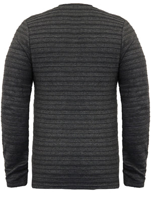 Madison Stripe Textured Long Sleeve Top in Charcoal