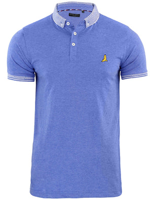 Glover Jacquard Collar Polo Shirt in Cornflower Blue