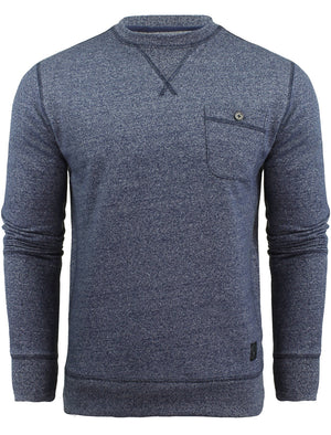 Ego Marled Sweatshirt with Chest Pocket in Blue
