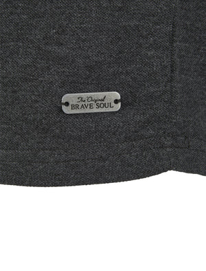 Herac Chambray Collar Long Sleeve Polo Shirt in Charcoal