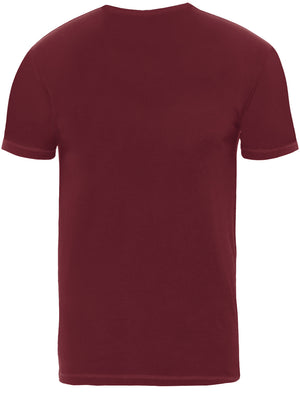 Arkhami Crew Neck T-Shirt with Chest Pocket in Oxblood