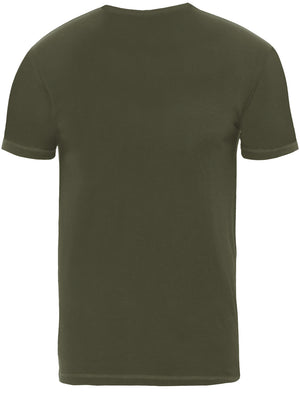 Arkhami Crew Neck T-Shirt with Chest Pocket in Khaki