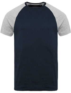 BaptistC Raglan Sleeve Baseball T-Shirt in Navy / Grey