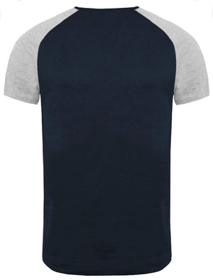 BaptistC Raglan Sleeve Baseball T-Shirt in Navy / Grey