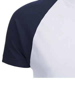 Baptist Raglan Sleeve Baseball T-Shirt in White / Blue