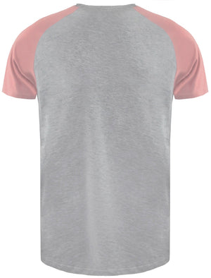 BaptistD Raglan Sleeve Baseball T-Shirt in Light Grey Marl / Pink