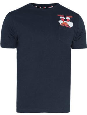 Chimney Novelty Christmas T-Shirt with Chest Pocket in Navy