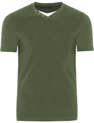 FableC Mock Insert Short Sleeve T-Shirt in Khaki
