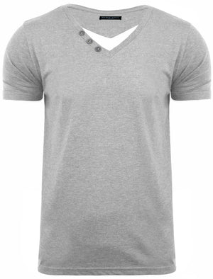 FableC Mock Insert Short Sleeve T-Shirt in Grey Marl
