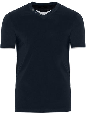 FableC Mock Insert Short Sleeve T-Shirt in Navy