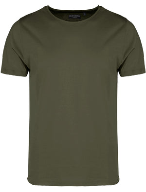 FresherB Raw Edge Crew Neck Basic T-shirt in Green