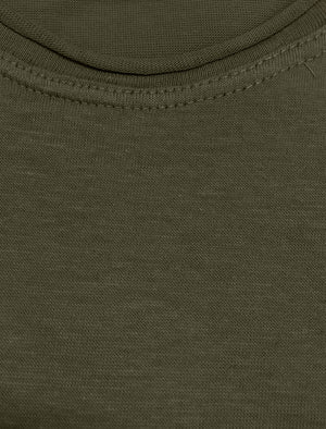 FresherB Raw Edge Crew Neck Basic T-shirt in Green