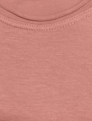 FresherB Raw Edge Crew Neck Basic T-shirt in Pink