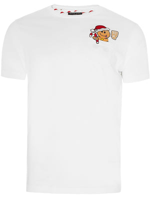 Ginger Bite Me Novelty Christmas T-Shirt with Chest Pocket In White