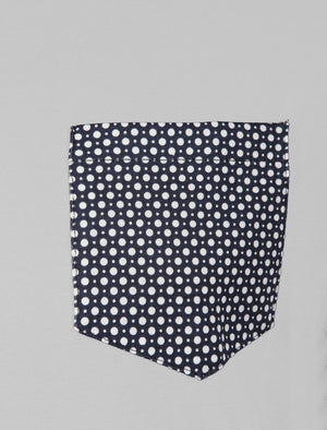 Sphere Roll Cuff Cotton T-Shirt with Chest Pocket in White