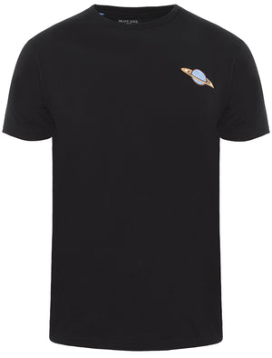 Spyro Crew Neck T-Shirt with Planet Embroidery in Black