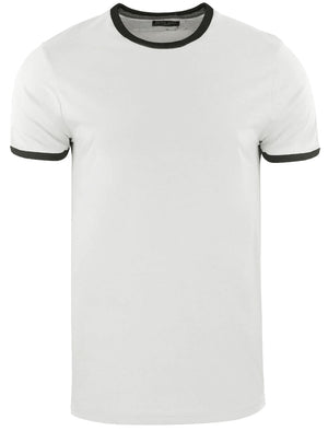 TallonB Ringer Short Sleeve Cotton T-Shirt in Ecru