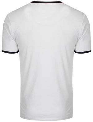 TallonC Ringer Short Sleeve Cotton T-shirt in White