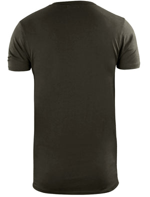Bovary Longline T-Shirt with Camo Print Chest Pocket in Khaki