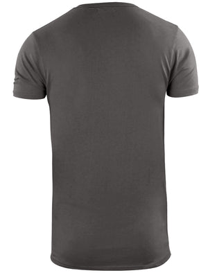 Bovary Longline T-Shirt with Camo Print Chest Pocket in Slate
