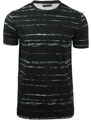 Christo Distressed Dye Effect T-Shirt with Chest Pocket in Black