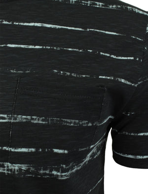 Christo Distressed Dye Effect T-Shirt with Chest Pocket in Black