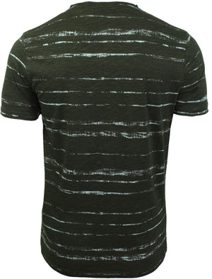 Christo Distressed Dye Effect T-Shirt with Chest Pocket in Khaki